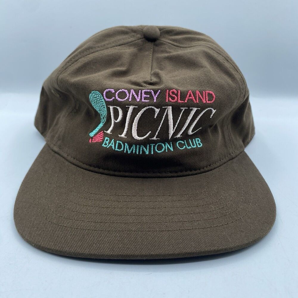 Coney Island Picnic HatBadminton Club Cotton Brown Baseball Cap Snapback NWOT
